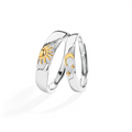New Sun Moon Dual-Color Minimalist Open Band Set Romantic Matching Jewelry Adjustable Silver 925 Sterling Silver Couple Rings