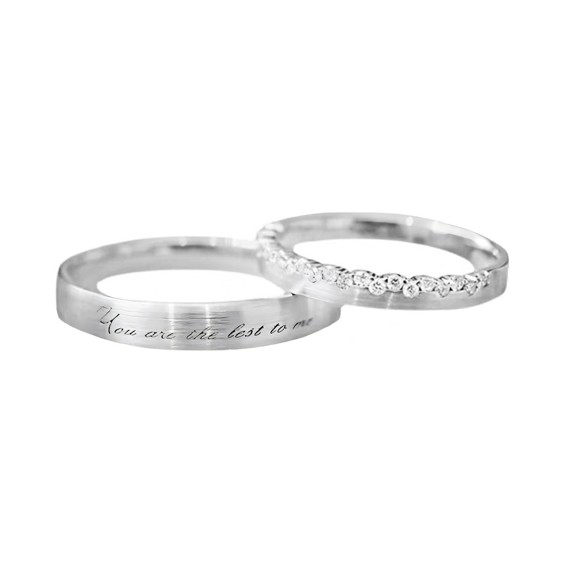 Engraved Proposal Wedding Engagement Band Set Silver S925 Sterling Silver Couple Rings