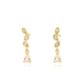 Pendientes de botón de plata de ley 925 con circonia cúbica en corte marquesa ultra brillante y exquisita