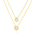 Collar de plata esterlina 925 con dijes de cuentas de circonia cúbica redondos y en forma de corazón