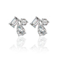 Asymmetrical Design  Moissanite 925 Sterling Silver Stud Earrings
