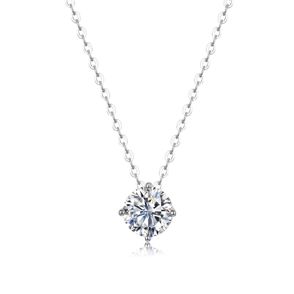Minimalist Moissanite Four Prong  925 Silver Necklace