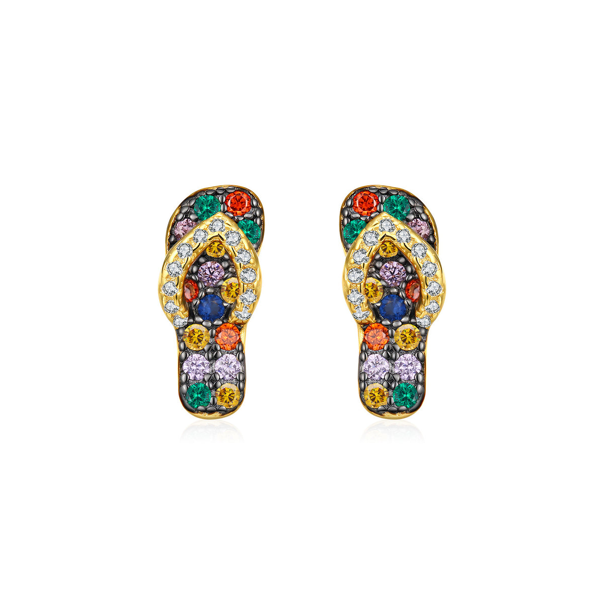 Pendientes de Plata de Ley 925 chapados en Oro con Circonia Cúbica de Estilo Skateboard Colorido