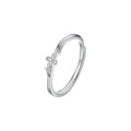 Minimalist Delicate Lilac Flower Branch Pure Metal S925 Sterling Silver Adjustable Open Ring