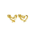 Minimalist Heart S925 Sterling Silver Threaded Screw Back Hollow Heart Polished Stud Earrings
