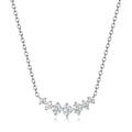 Round Moissanite Cluster-Set Curved Bar 925 Sterling Silver Necklace
