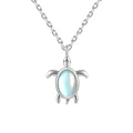 Synthetic Moonstone Turtle Pendant  925 Sterling Silver Necklace