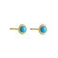 Natural Stone Blue Circular Geometric 925 Sterling Silver Earrings