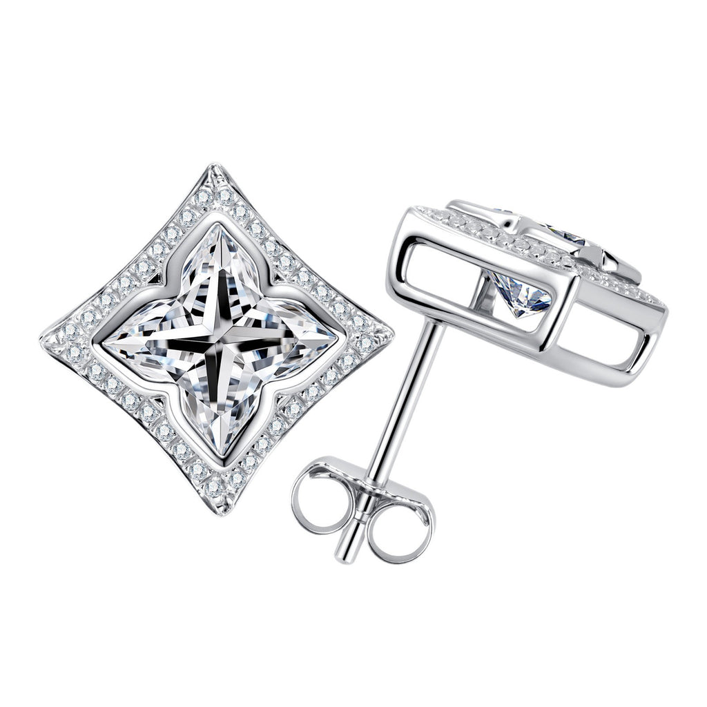Mossanite S925 Sterling Silver Micro-Set Four-Leaf Clover Stud Earrings