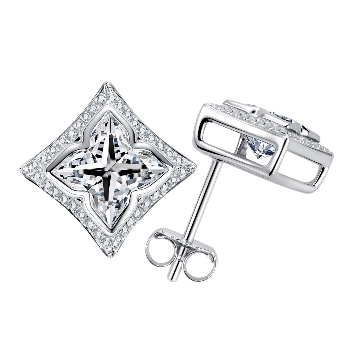 Mossanite S925 Sterling Silver Micro-Set Four-Leaf Clover Stud Earrings