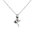 Snake Butterfly Zircon and Red Gemstone Flower Pendant on a 925 Sterling Silver Necklace