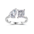Adjustable Tardrop Shaped Rectangular Moissanite  925 Sterling Silver Ring