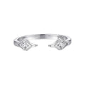 Minimalist Modern Elegant Fashion Clear Cubic Zirconia 925 Sterling Silver Adjustable Open Ring