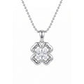 Collar de cadena de bolas de plata de ley 925 con circonia cúbica y flor de trébol