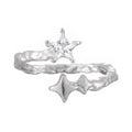 Asymmetrical Star White Gold Tone 925 Sterling Silver Fashion Open Ring