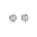 Mossanite Cushion-Cut Quadrifoliate Double Row Bezel Set 925 Sterling Silver Earrings