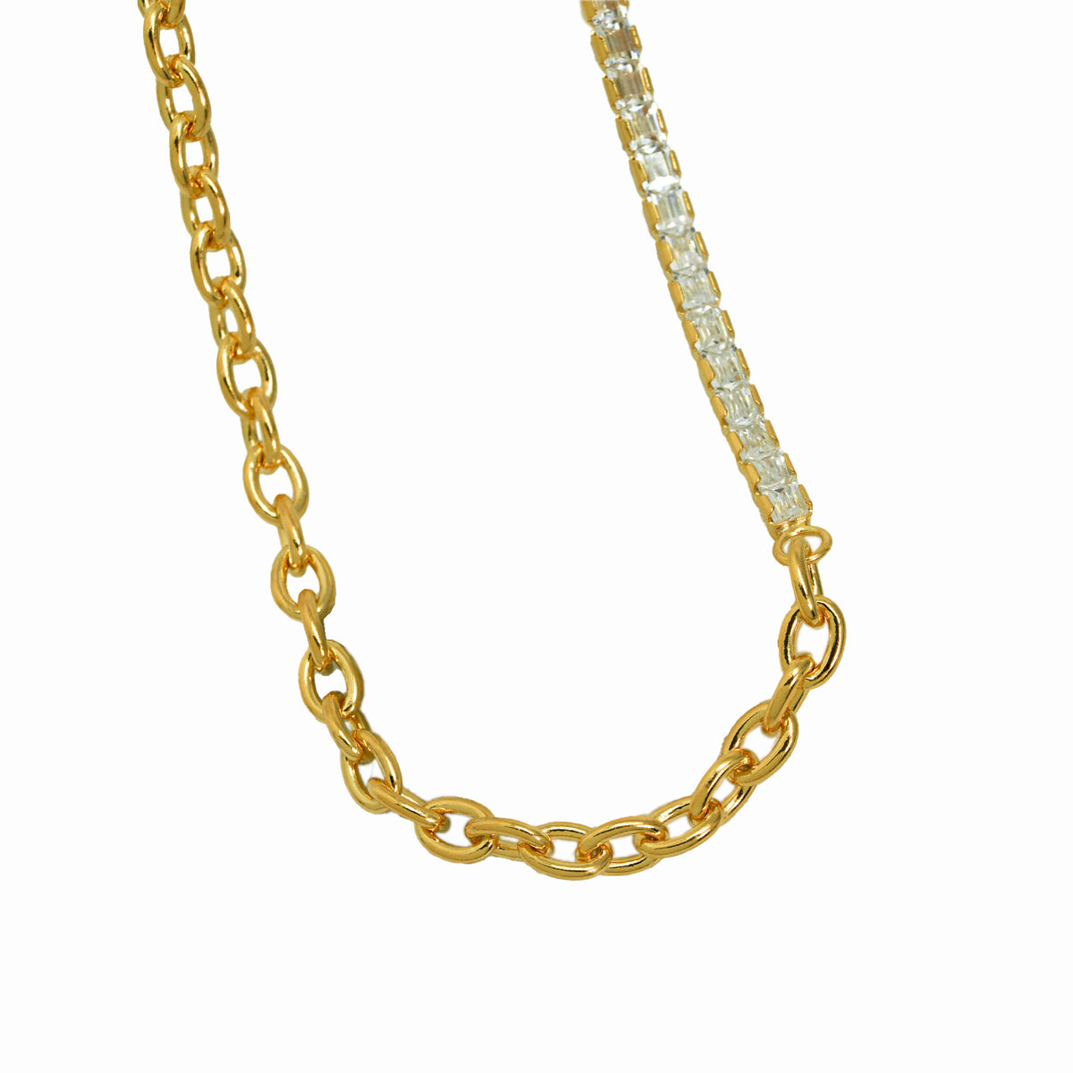Fashion Montage CZ Chain 925 Sterling Silver Stacking Chain Necklace