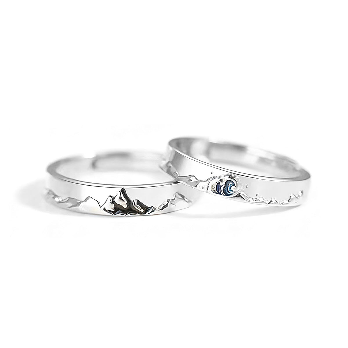 Romantic Timeless Silver 925 Sterling Silver Open Adjustable Couple Rings
