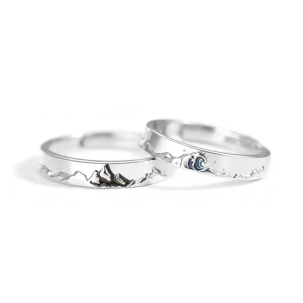 Romantic Timeless Silver 925 Sterling Silver Open Adjustable Couple Rings