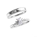 Chic Timeless Square Zircon Matching Bands for Men Women Silver S925 Sterling Silver Pair Couple Rings