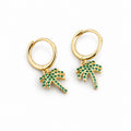 Summer Tropical Palm Tree-shaped Cubic Zirconia S925 Silver Hoop Earrings