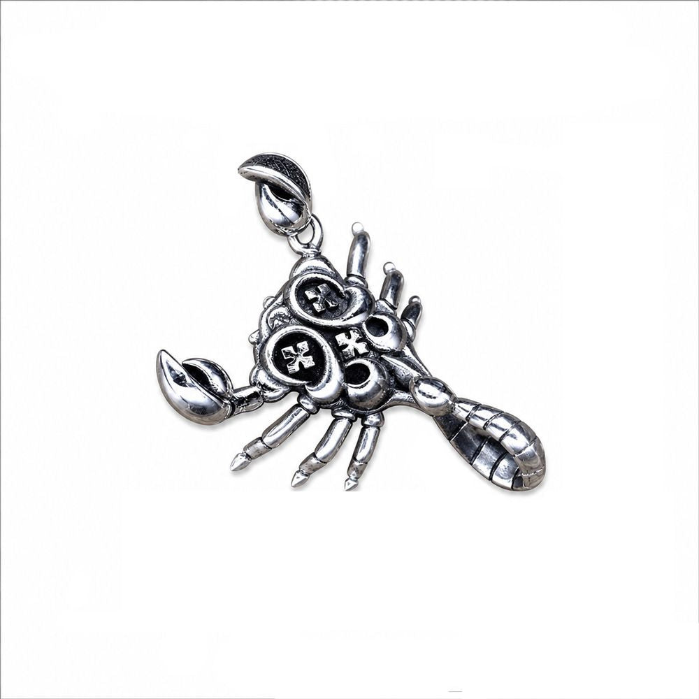 Dije, Colgante de hombre de plata 925 con diseño de animal punk oscuro y patrón de cruz de escorpión retro