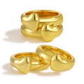 Girl Elegant Heart 999 Sterling Silver Golden Double Layer Stacking Rings Electroforming