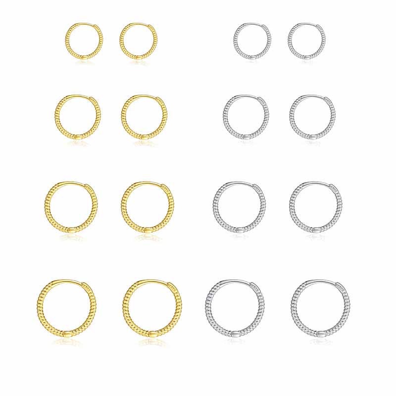 Simple Minimalism Twisted Circle 925 Sterling Silver Hoop Earrings