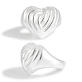 Women Irregular Figure Heart 999 Sterling Silver Electroforming Ring