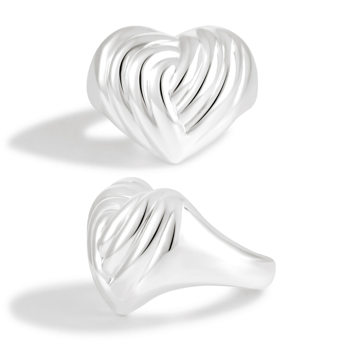 Women Irregular Figure Heart 999 Sterling Silver Electroforming Ring
