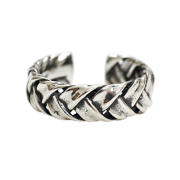 Vintage Twist Fashion 925 Sterling Silver Adjustable Braid Ring