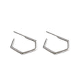 Geometry Hollow Hexagon 925 Sterling Silver Hoop Earrings