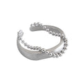 Modern Double Layer Beads Chain 925 Sterling Silver Adjustable Ring