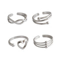 Simple Cross Hollow Heart 925 Sterling Silver Adjustable Ring