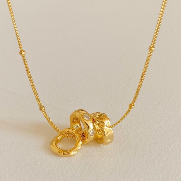 Elegant Geometric Cubic Zirconia Beaded Pendant Necklace
