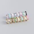 Geometric Colorful Cubic Zirconia S925 Sterling Silver Hoop Earrings for Women Fashion Party Elegant Jewelry Gift