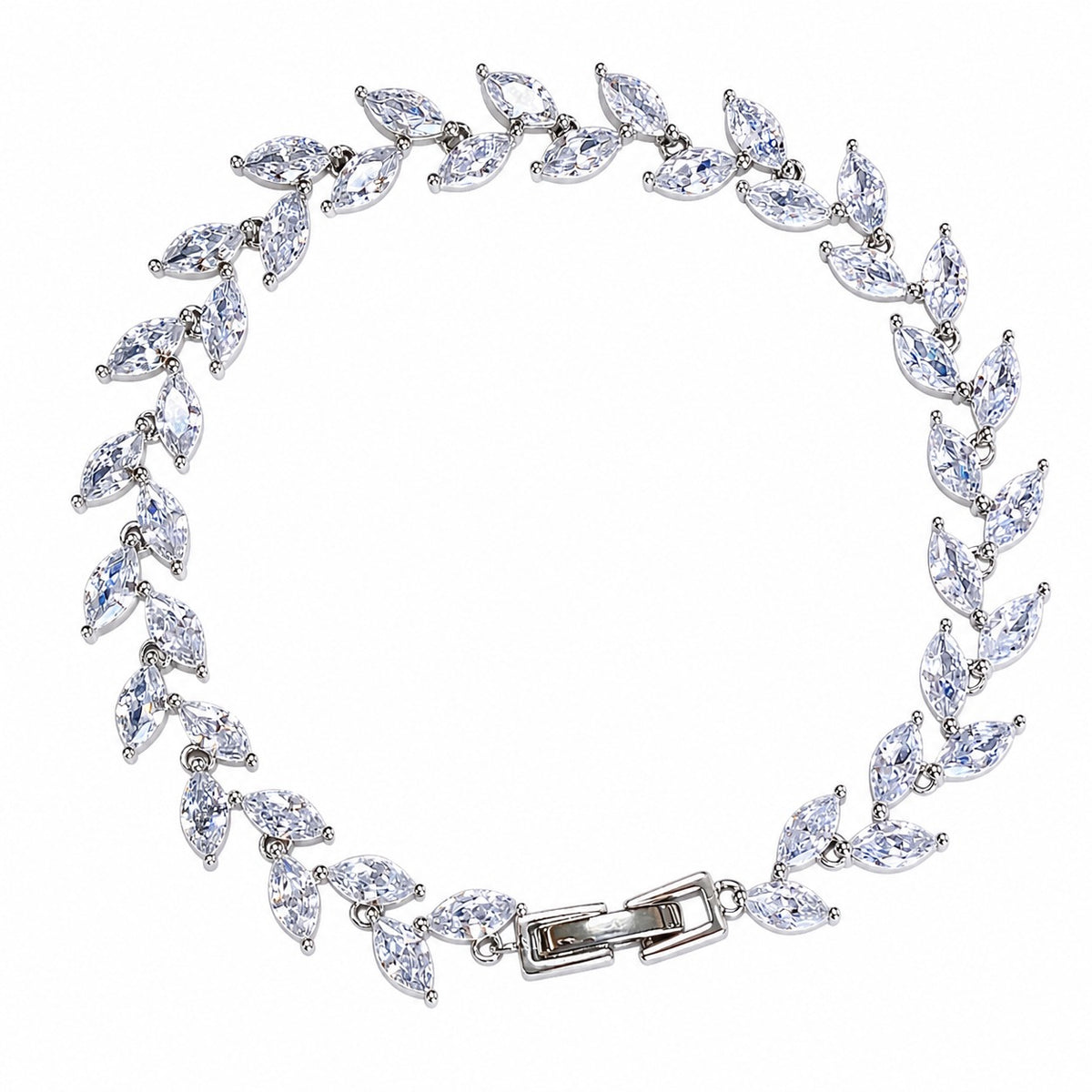 Pulsera de cadena de bolas con eslabones de enredadera elegante de plata S925 con circonia de corte marquesa