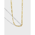 Collar de cadena Geométrica Figaro Trenzada de Metal Puro de Plata Esterlina 925