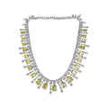 Collar de plata esterlina 925 incrustado con esmeraldas amarillas y circonitas cúbicas en forma de pera