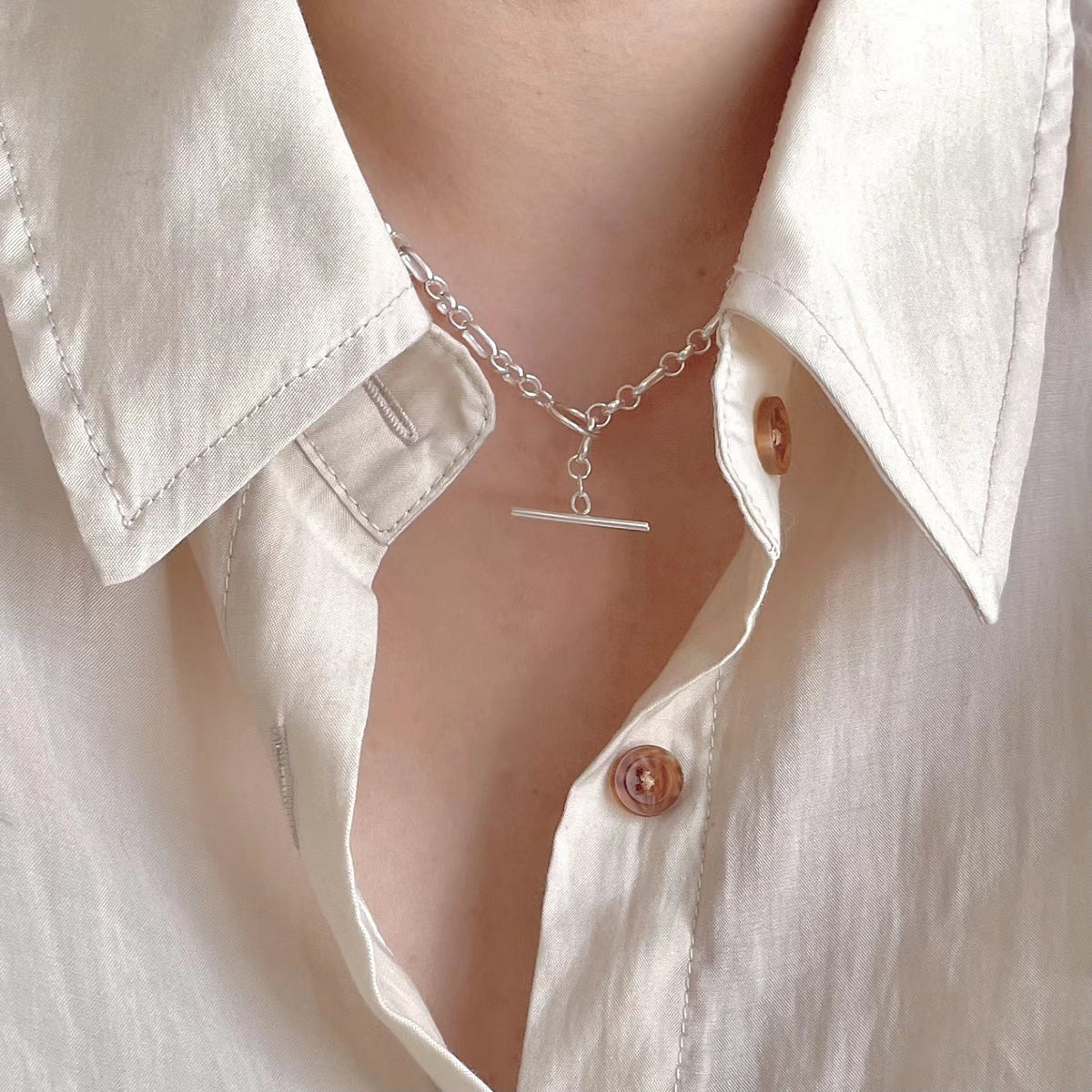 Classic OT Shape Office Curb Chain 925 Sterling Silver Necklace