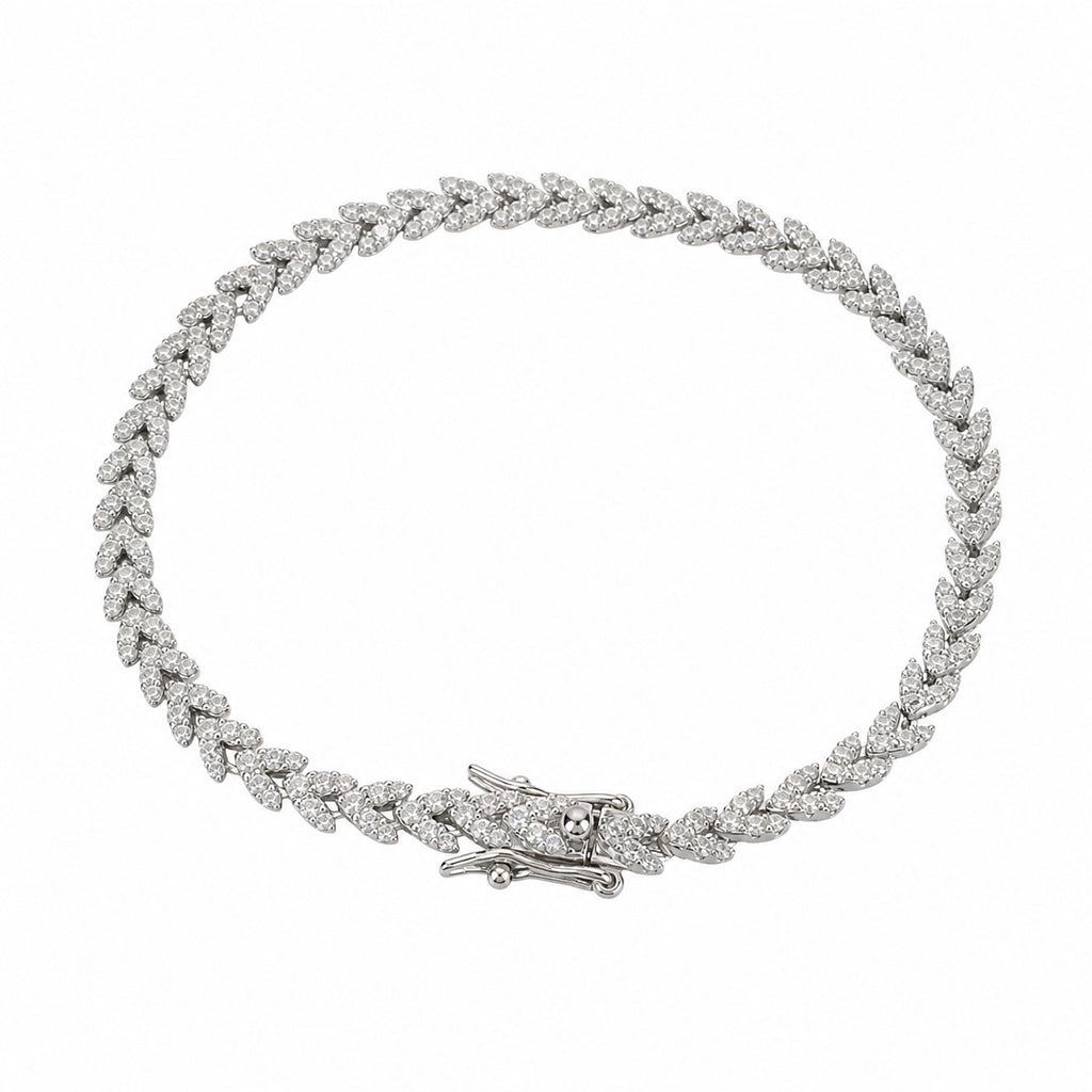 Pulsera versátil de plata de ley 925 con espiga de trigo y diamante de alto carbono