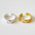 Irregular Texture 925 Sterling Silver Adjustable Ring for Women in Silver and 18K Gold Elegant Fashion Jewelry Gift