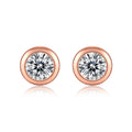Simple Round Moissanite CZ 925 Sterling Silver Stud Earrings