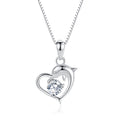 Dolphin Heart Shaped Zircon 925 Sterling Silver Pendant