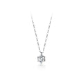 Cubic Zirconia Minimalist Round Solitaire Six Prong S925 Sterling Silver Necklace