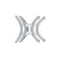 925 Sterling Silver Pave Setting Cubic Zirconia Double Criss Cross Open Band Ring