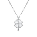 Elegant Four Leaf Clover White Cat Eye Stone 925 Sterling Silver Necklace Fashionable Light Luxury Design for Women Office Daily Wear