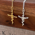 Women Beautiful Rose Flower Cross 925 Sterling Silver Necklace