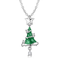 Festive Christmas Tree Enamel Fashion Holiday Gift Pendant Jewelry S925 Sterling Silver Pendant Necklace