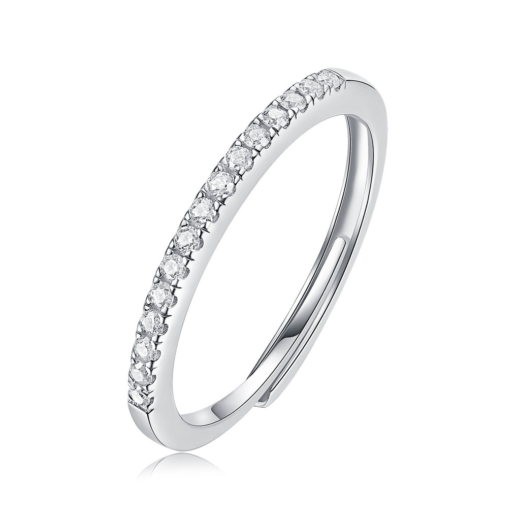 Moissanite Geometric Design Minimalist Fashion Silver 925 Sterling Silver Adjustable Ring